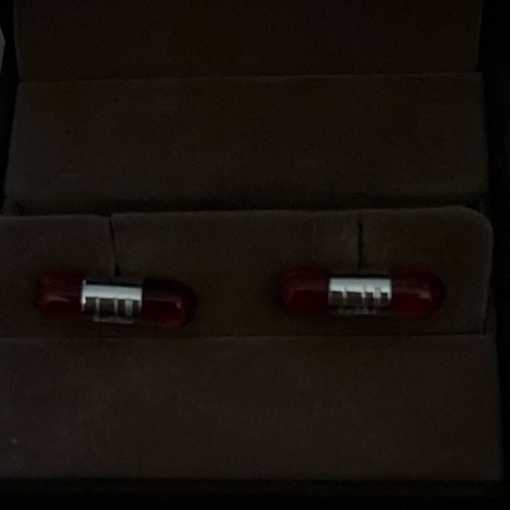 Elegant Red and Silver Cufflinks